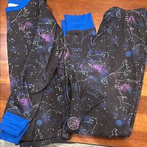 Lands' End Kids Pajama Set - Black and Blue Constellation Print